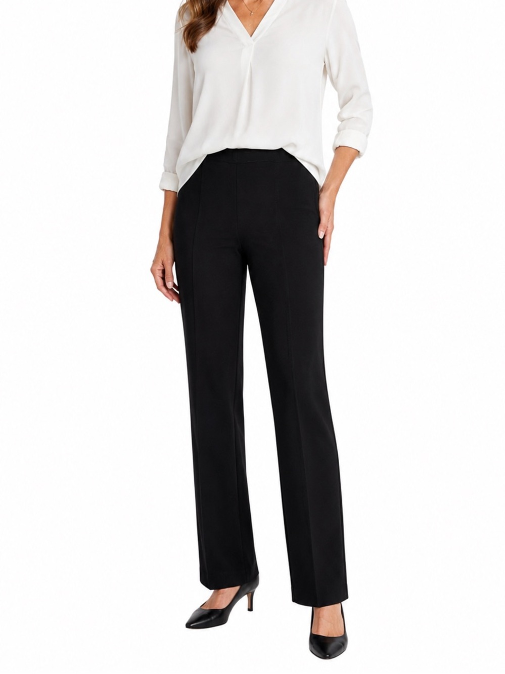 Gloria Vanderbilt Amanda Straight Leg Pull-On Pants Women’s Size 16 Black